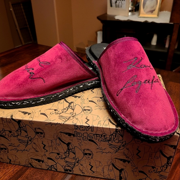 Karl Lagerfeld Embroidered Logo Velvet Mens Slippers main image 5